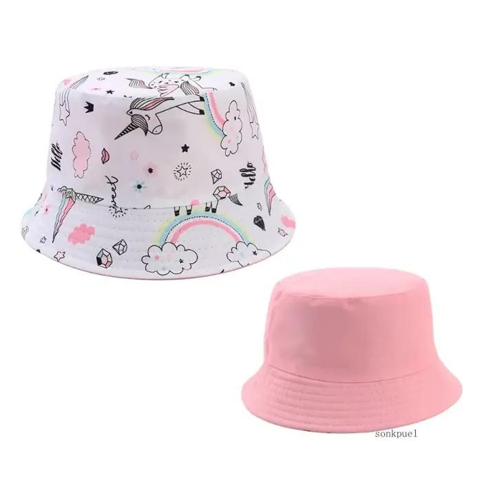 Chapeau Bob Enfant Imprimé Animaux Printemps-Automne Nouveau Style Fin Unisexe Dessin Animé Grande Bordure Réversible