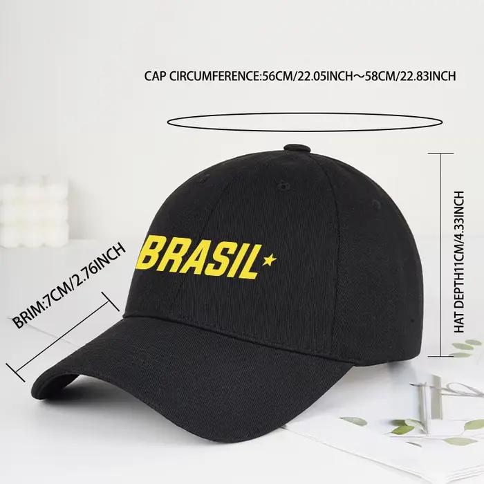 Casquette de baseball à visière souple imprimée « BRASIL » pour les supporters du Brésil – Chapeau de soleil unisexe réglable pour les passionnés de football – Cadeau pour la fête des pères