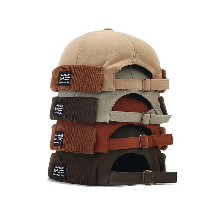 Bocca Beanie chapeau sans visière Docker chapeaux sans bords dôme velours côtelé pour hommes femmes Y2K Vintage rétro Streetwear hiver automne casquette