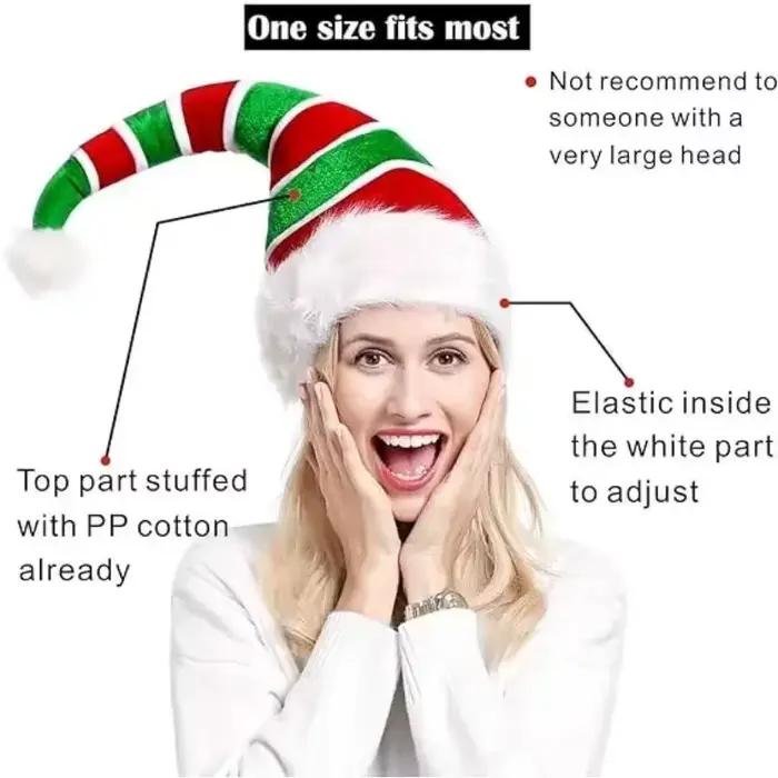 Chapeau elfe de Noël aux rayures rouges et blanches, bonhomme de neige, wapiti, velours doré, version adulte, décorations de Noël, nouvel an ``` 此HTML描述着重于吸引客户,并详细解释了产品为何值得购买,同时遵循了给定的规则和结构要求。