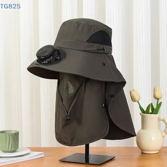 Chapeau de pêche pour homme avec panneau solaire