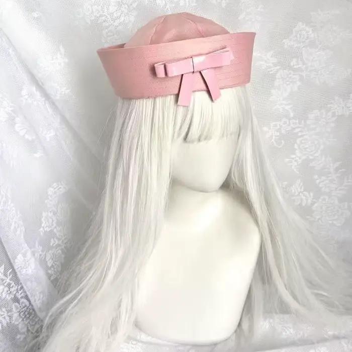 Chapeau de marin Cosplay avec nœud rose doux