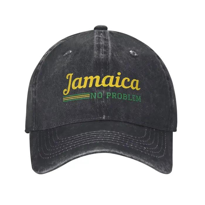 Casquette de baseball en polyester imprimée couleurs du drapeau jamaïcain ajustable pour hommes et femmes extérieur tout le temps