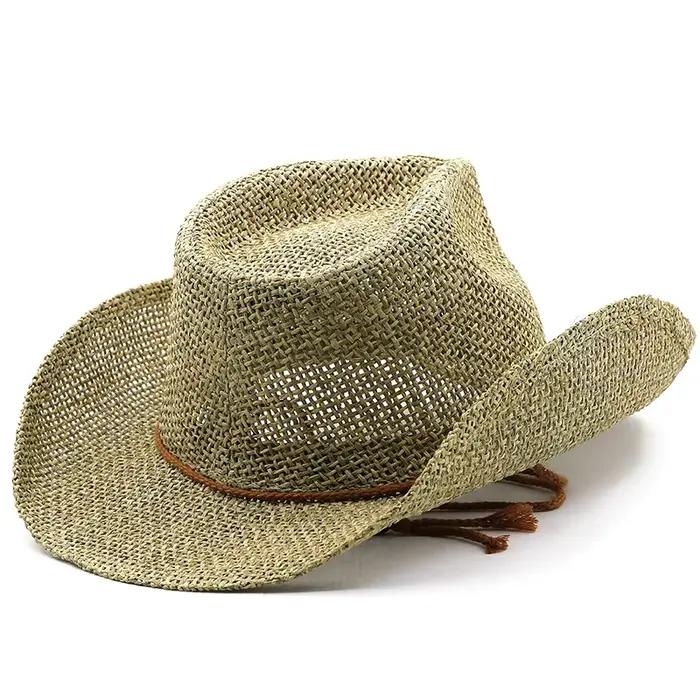 Chapeaux de Cowboy occidentaux en paille de papier Simple pour femmes et hommes
