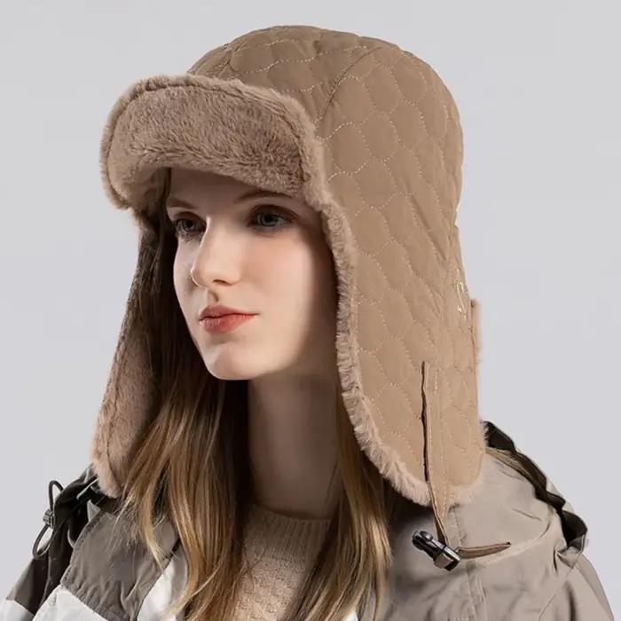 Chapeau russe doublure de fourrure douce trappeur casquette à rabat coupe-vent automne hiver chapeaux pour hommes