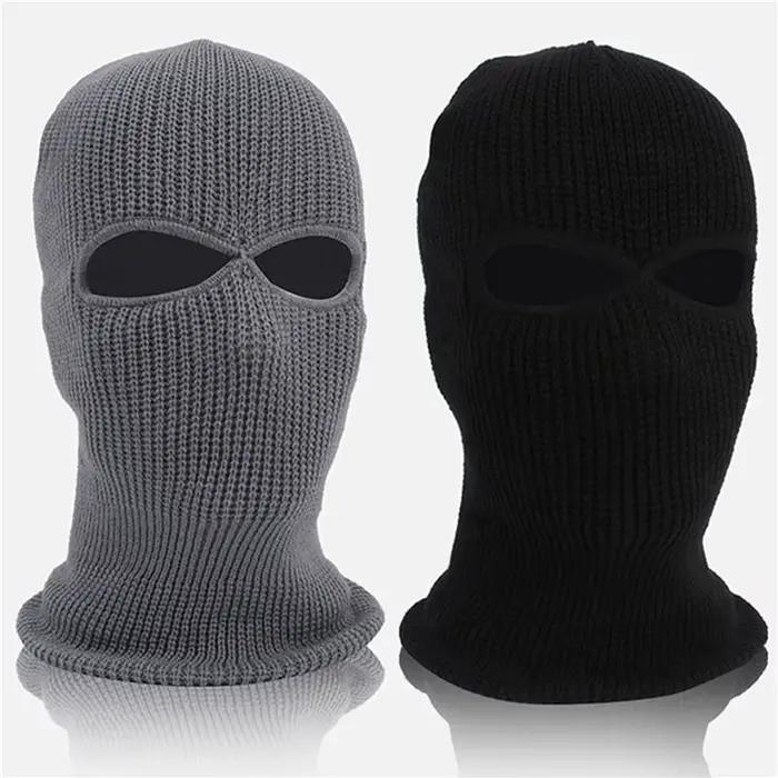 1PC hiver tricot casquette chaud doux 2 trous complet visage Ski chapeau capuche moto casque armée tactique