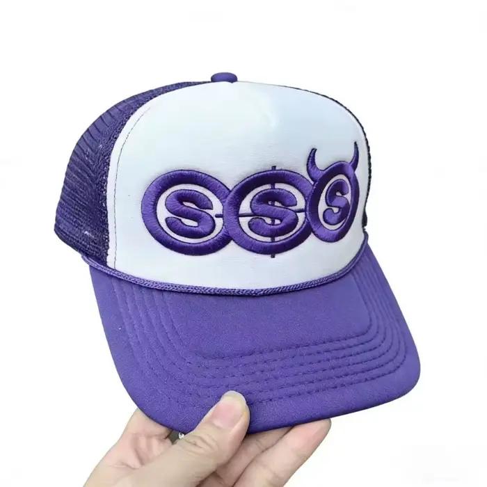 Casquette de camionneur ajustable style hip-hop avec broderie motif cornes du diable SSS