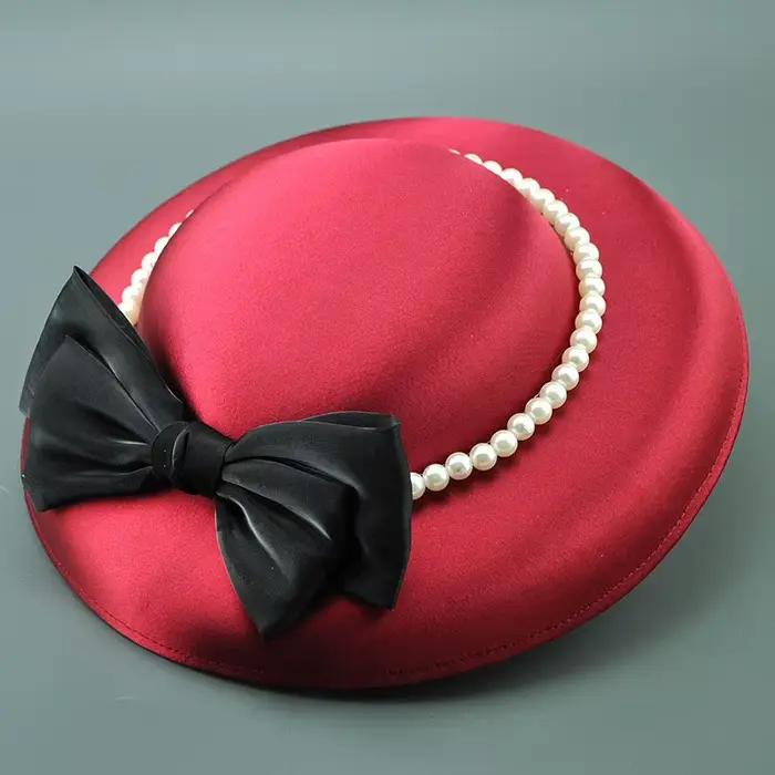 Chapeau de Mariage Style Français en Satin Grande Taille