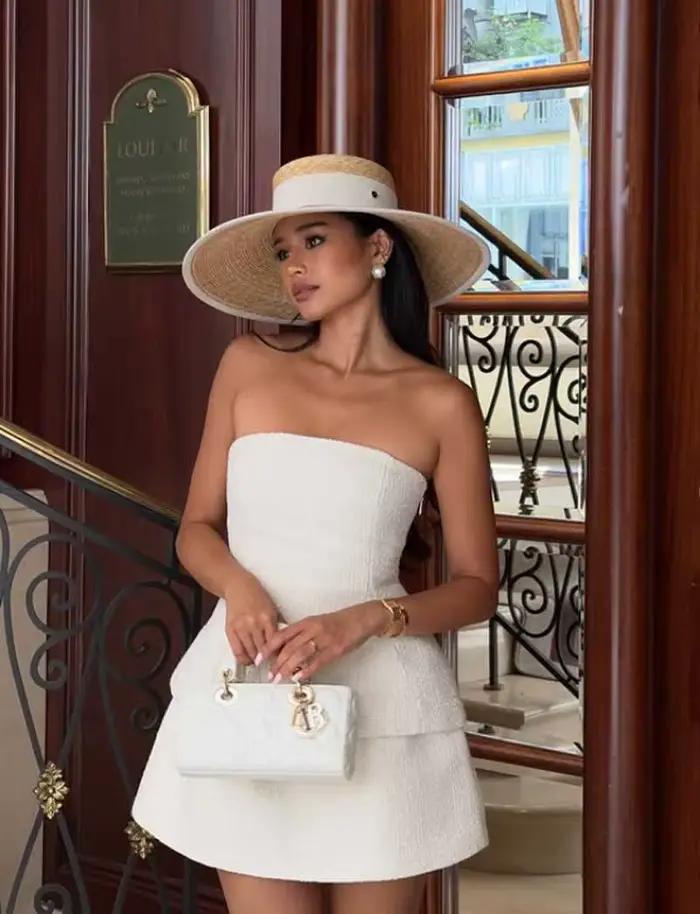 Chapeau d'été en paille élégant à large bord pour femme
