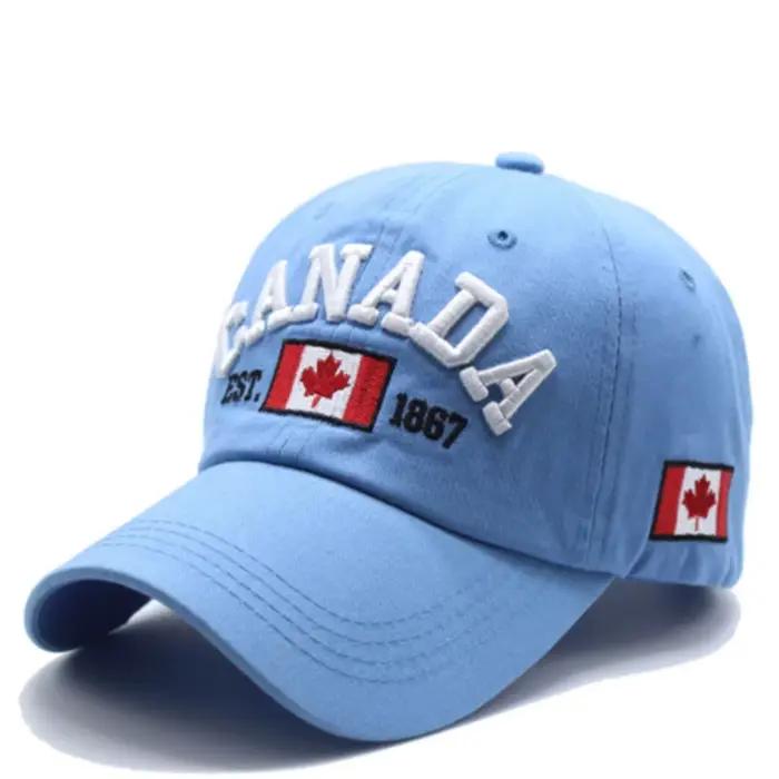 Casquette de baseball "I Love Canada" en coton et polyester avec broderie et impression de drapeau, pour homme, mode hip-hop, occasions estivales et décontractées