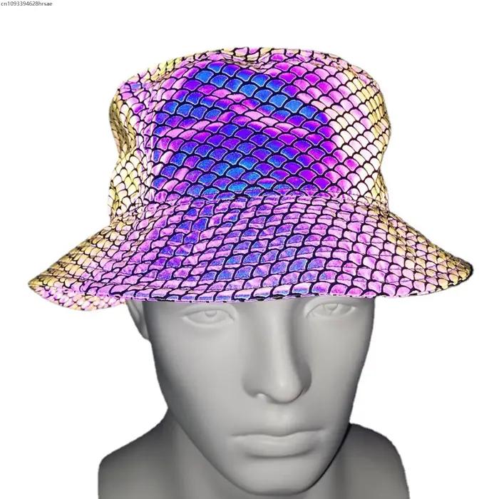 Chapeau seau réfléchissant coloré pour hommes et femmes