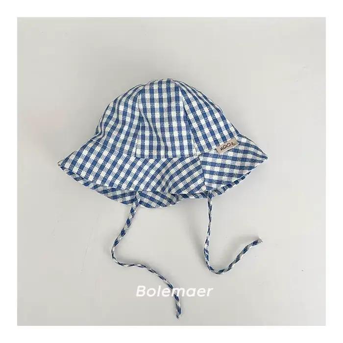 Chapeau de soleil pour bébé unisexe avec motif écossais protection solaire large bord réglable adapté 4-18 mois occasions estivales enfants