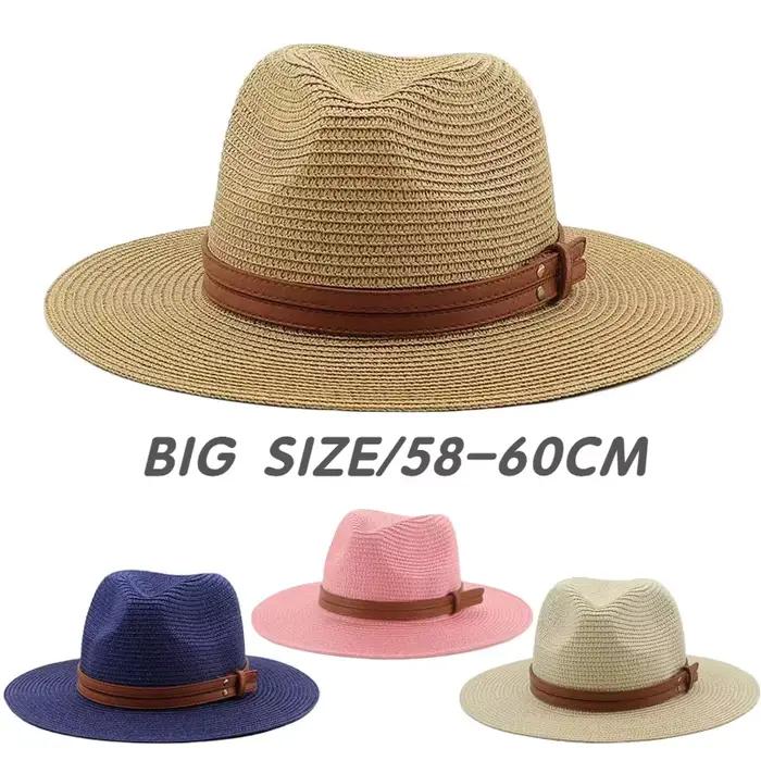 Grande tête taille 60CM paille Panaman chapeau pliable tissé