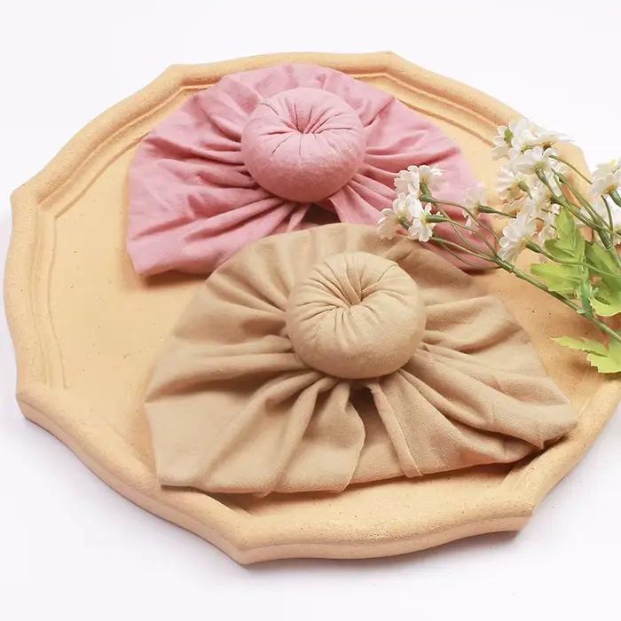 Chapeau turban bébé unisexe en coton pour filles et garçons 0-1 an accessoire de cheveux pour enfants mignon turban noué pour nouveau-né occasions spéciales
