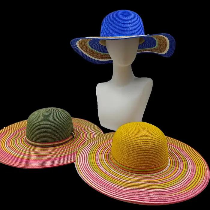 Chapeau de paille peint pliable pour femme