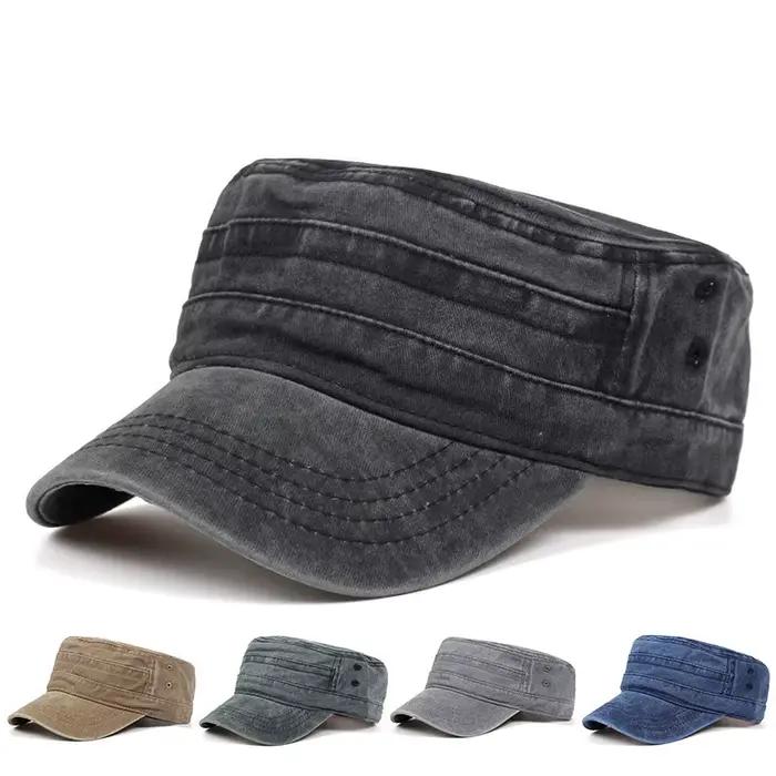 Casquette militaire vintage en coton délavé pour homme
