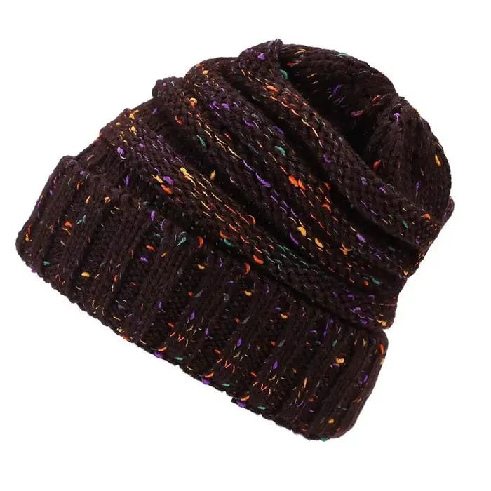 Femmes automne hiver tricoté casquettes mignon chaud vêtements d'extérieur chapeaux bleu noir