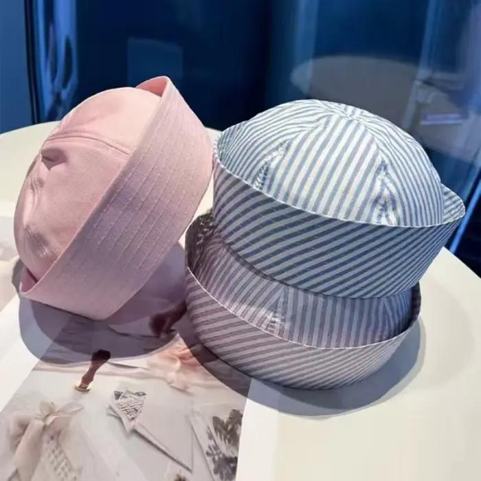 Chapeau Marin Rayé, Béret Octogonal Mignon à Visière Rabattable