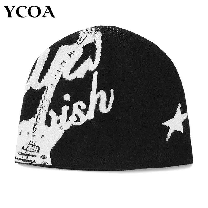 Bonnet YCOA Coréen Sport Tricot Hip Hop Vintage Gothique Kpop Y2k Mode Streetwear Casquette Accessoire Unisexe Occasions Spéciales