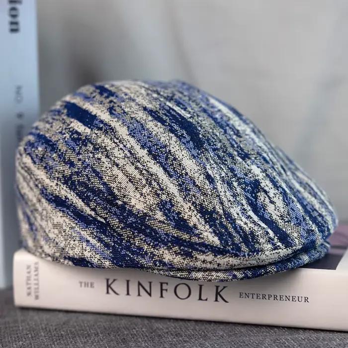 Chapeau de gavroche gris rayé pour hommes et femmes