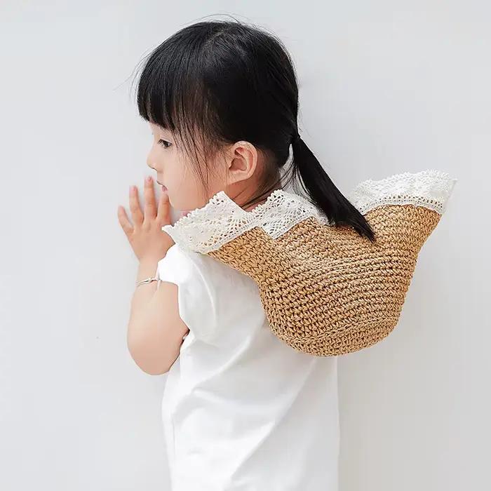 Chapeau de paille princesse printemps-été pour bébé fille