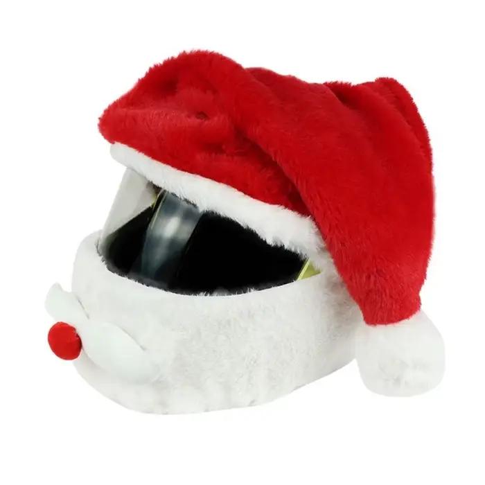 Casque complet design casque de moto chapeau de Noël en peluche dessin animé casque de Noël style américain amusant occassionnel pour adultes occasions spéciales fêtes familiales et amicales