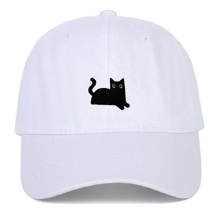 Casquette de baseball brodée de chat noir multifonctionnelle en acrylique pour homme et femme adaptée aux quatre saisons occasions extérieures nouvelle collection 2025