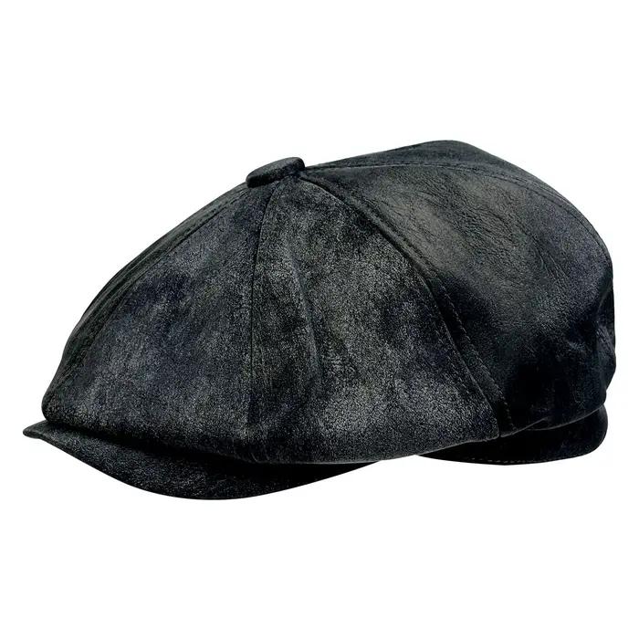 Béret en simili cuir vintage style décontracté multicolore pour homme et femme occasions décontractées streetwear