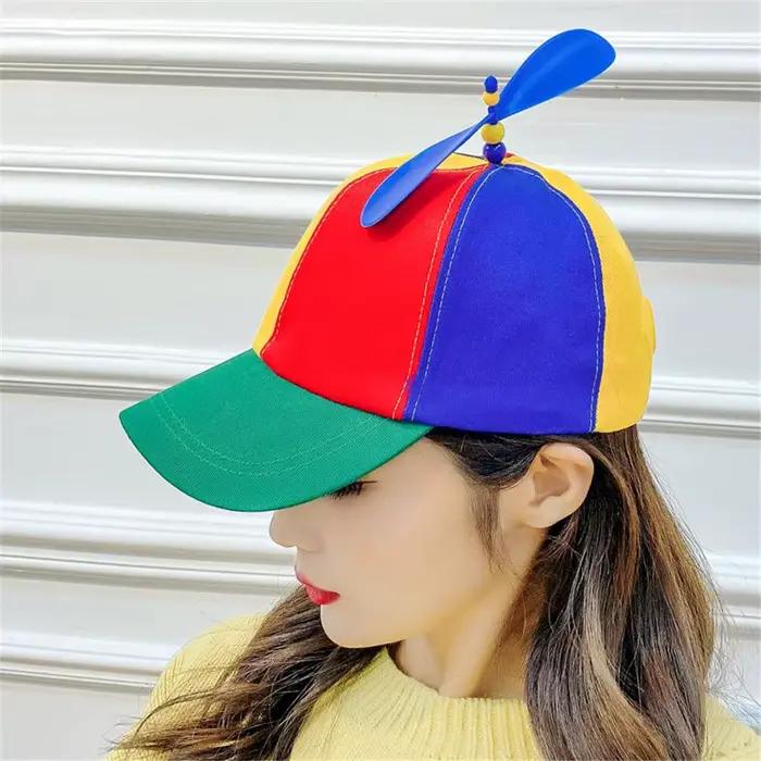 Casquette de baseball décontractée arc-en-ciel avec hélice d'hélicoptère amusante
