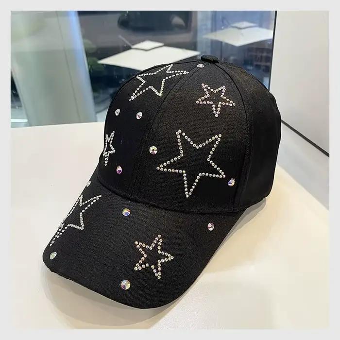 Casquette de baseball incrustée d'étoiles à cinq branches pour femmes