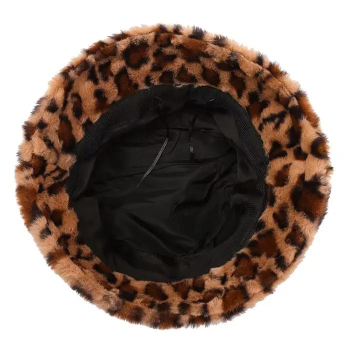 Chapeau d'hiver pour femme visage de spectacle imprimé léopard chapeau de poisson Suffolk chapeau de poisson polyvalent peluche Ins chapeau E27 occasions extérieures hiver et été