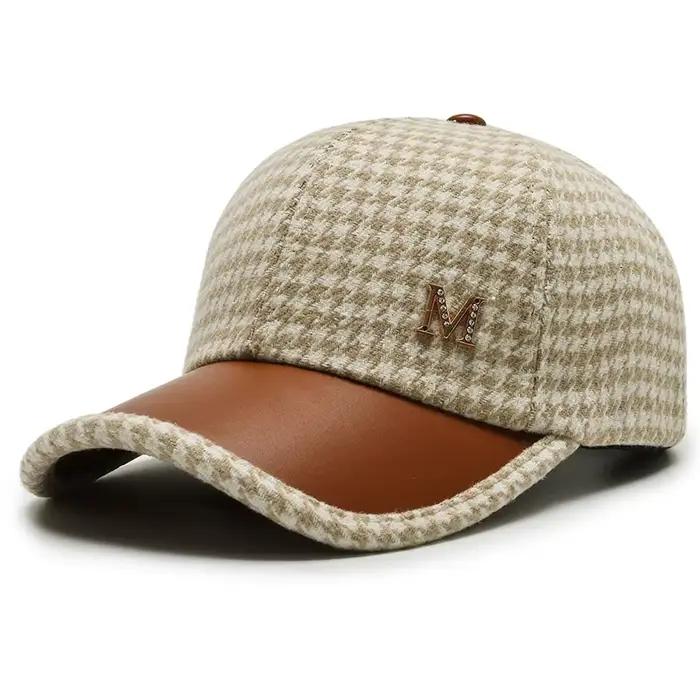Casquette de baseball à carreaux pour femmes garde au chaud coupe-vent tendance sauvage hiver occasionnels