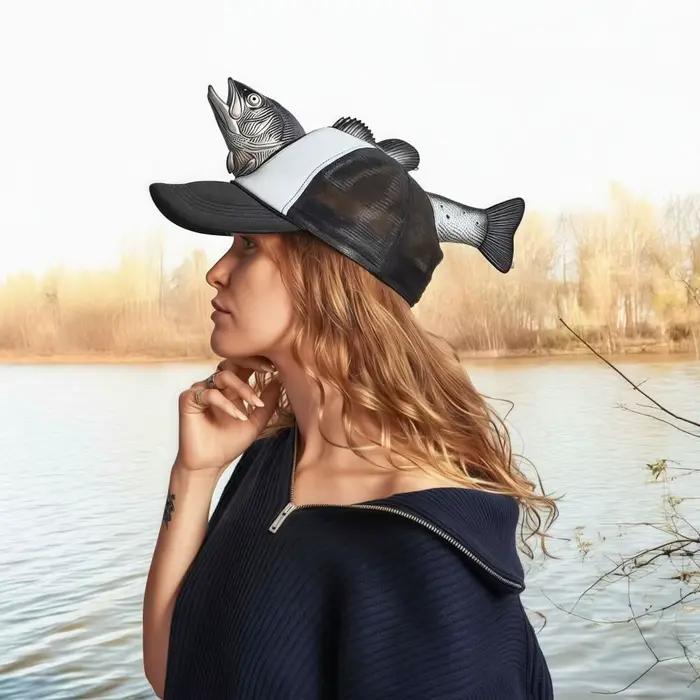Casquette de camionneur amusante 3D en forme de poisson