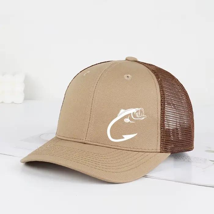Casquette de camionneur unisexe réglable en maille avec imprimé hameçon de pêche