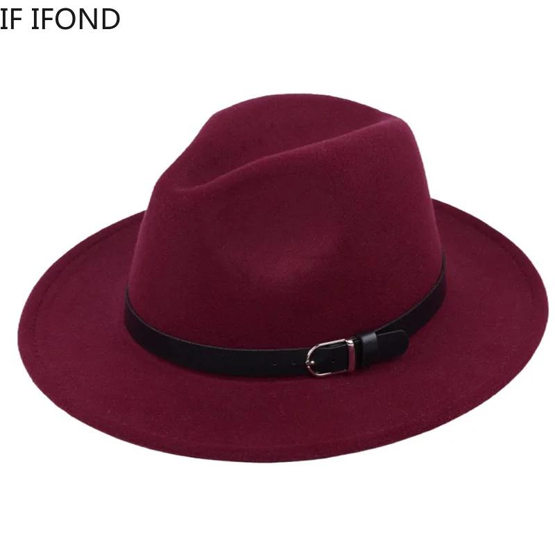 Chapeau Fedora britannique classique pour hommes et femmes, Imitation laine, chapeaux d'hiver en feu