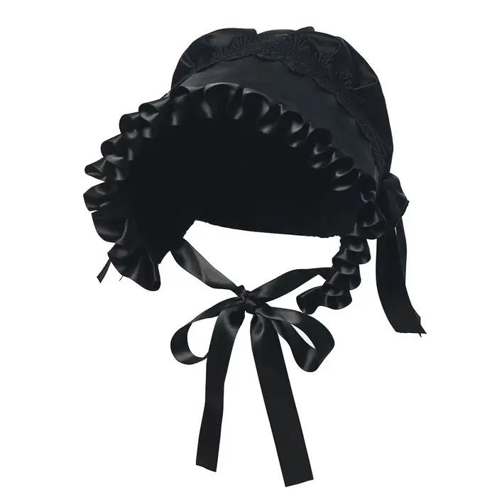 Bonnet victorien Vintage pour femmes, avec nœud papillon, chapeau de prairie, casquette de maison de demoiselle d'honneur, Bonnet médiéval, chapeau mignon Lolita