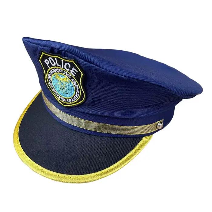 Chapeau de police américain pour enfants uniforme de policier bleu solide polyester occasion spéciale théâtre halloween