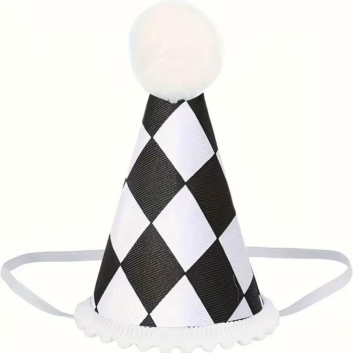 Chapeau d'anniversaire à carreaux noir et blanc pour fêtes de collecte de fonds et événements familiaux occassionnels