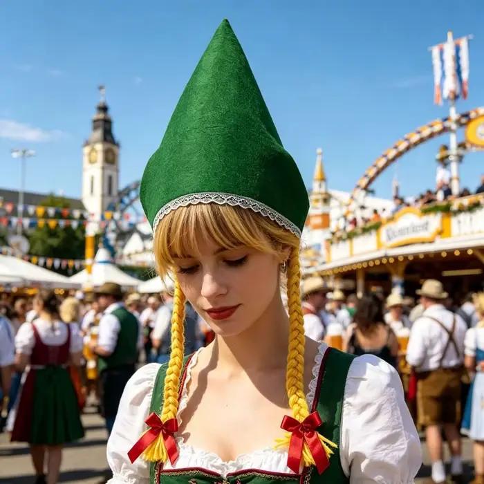 Chapeau d'Oktoberfest en polyester avec tresses pour fête et célébrations occassions spéciales