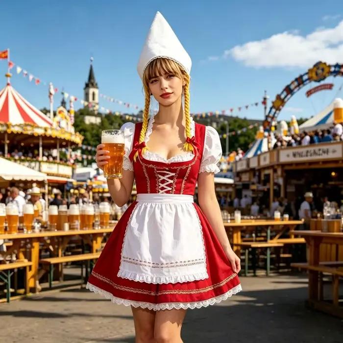 Chapeau d'Oktoberfest en polyester avec tresses pour fête et célébrations occassions spéciales