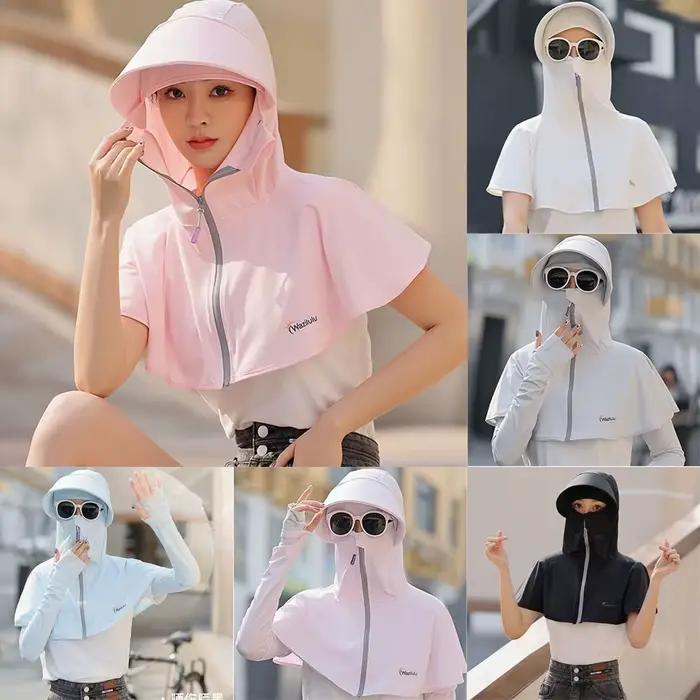 Casquette de pêcheur avec protection du cou et du visage en soie glacée