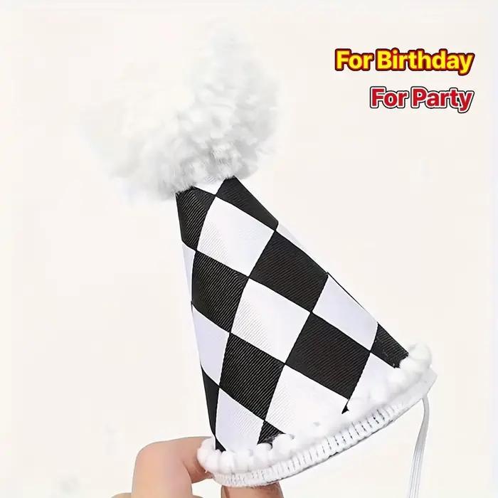 Chapeau d'anniversaire à carreaux noir et blanc pour fêtes de collecte de fonds et événements familiaux occassionnels