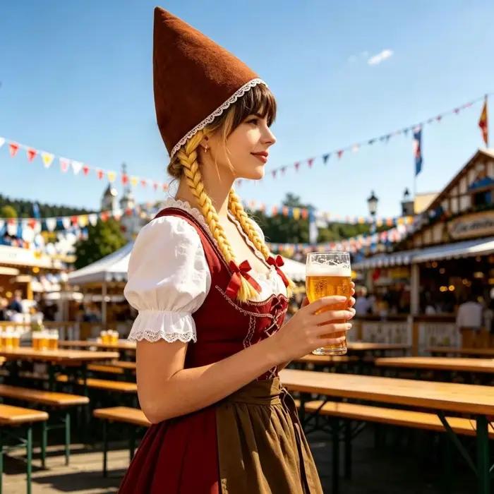 Chapeau d'Oktoberfest en polyester avec tresses pour fête et célébrations occassions spéciales