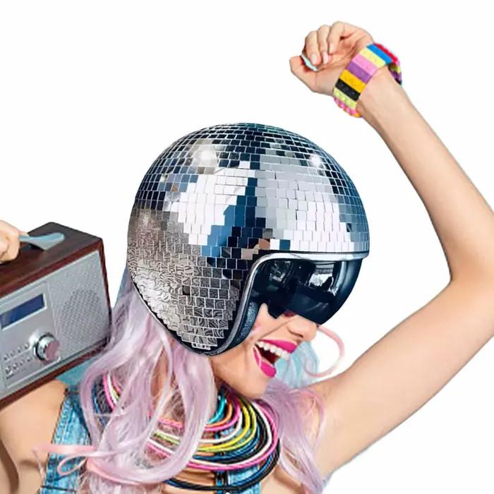 Casque boule disco avec miroirs scintillants en verre