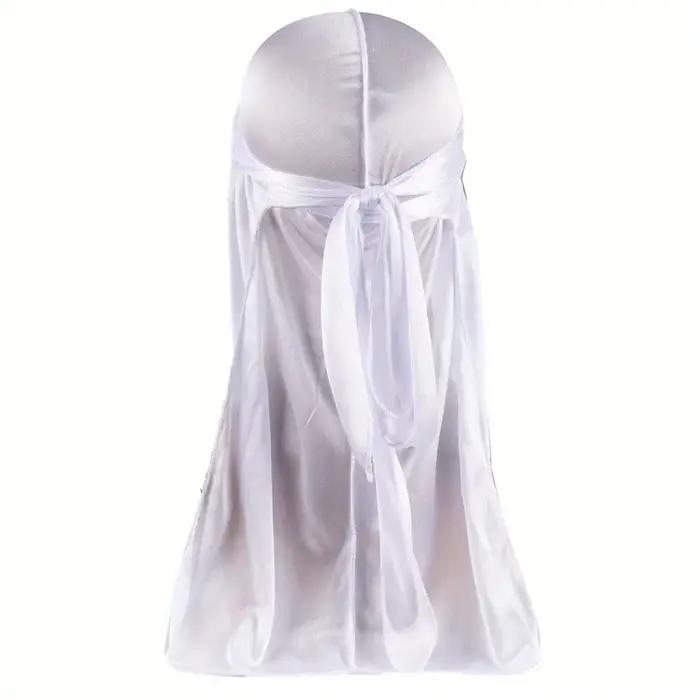 Durag en soie pour hommes blanc noir bandana ondulations look unique mode four seasons extérieur garde-robe polyvalent style confort
