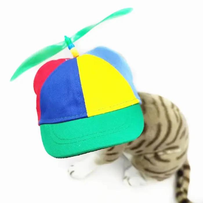 Chapeau à hélice pour animaux de compagnie en coton fin coloré pour chiens accessoire mode et protection soleil occasions extérieures