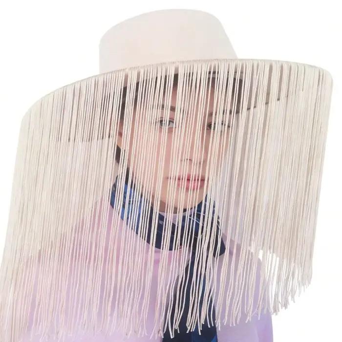 Chapeau Rétro à Large Bord Style Cowboy Décontracté et Confortable en Tissu Respirant avec Franges Décoratives, Chapeau Jazz Thème Western