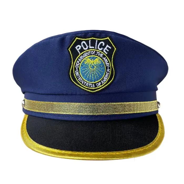 Chapeau de police américain pour enfants uniforme de policier bleu solide polyester occasion spéciale théâtre halloween