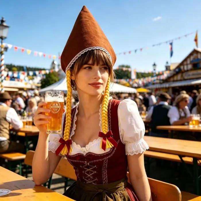 Chapeau d'Oktoberfest en polyester avec tresses pour fête et célébrations occassions spéciales
