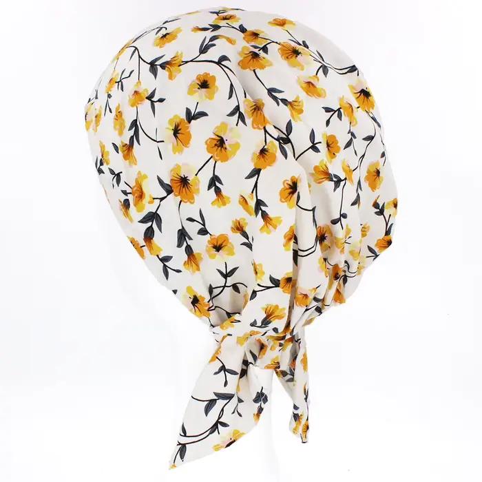 Turban floral en coton pour femmes, confortable et élégant pour perte de cheveux, occasions décontractées printemps automne